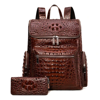 2021, Роскошный бренд, 100% Мужской рюкзак из натуральной кожи аллигатора, студенческий рюкзак из натуральной кожи для мальчиков, сумка для ноутбука
