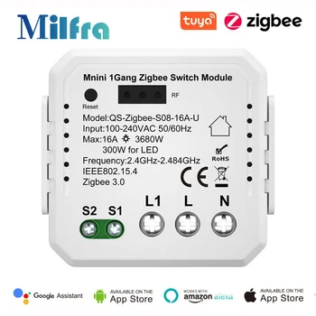 Zigbee Smart Switch Модуль 1 gang DIY Выключатель Света с Радиочастотным Беспроводным Пультом дистанционного Управления Smart Life App Tuya Alexa Google Home