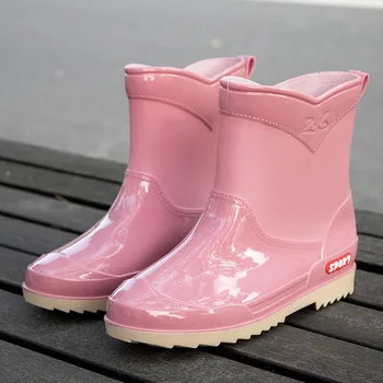Резиновые сапоги для женской непромокаемой обуви, Водонепроницаемые утепленные галоши, комфортные рабочие садовые короткие непромокаемые сапоги, Женская водная обувь, Обувь